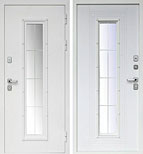 Входная металлическая дверь Английская решетка Шагрень Белый