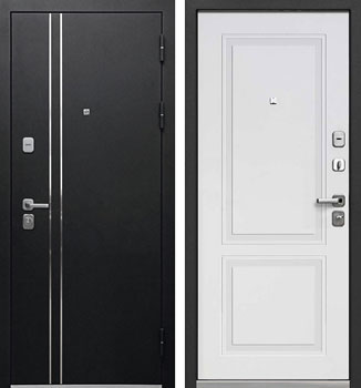 Входная дверь Luxor 2 мм Букле черный Эмалит белый